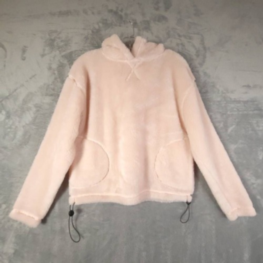 Topshop Sweatshirt Womens Pullover Pink Long Sleeve‎ Pockets Fuzzy Soft S New
